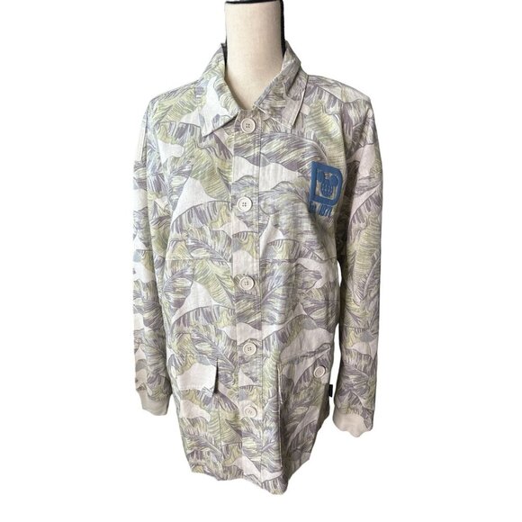 Disney Linen Shirt Resort Palms Jacket NEW Shacket Safari Button Front Medium - Picture 1 of 10